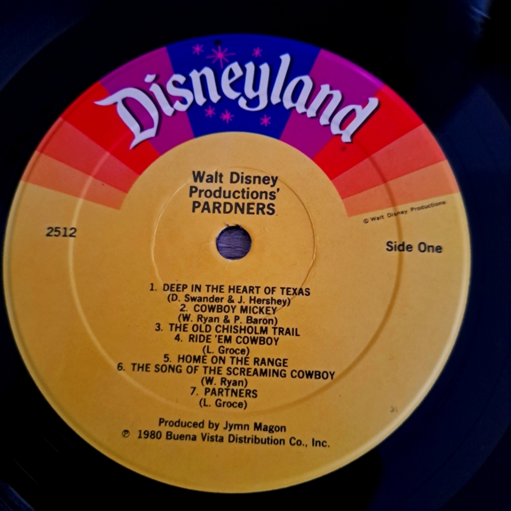 Walt Disney Productions Pardners Great Cowboy Songs Vintage Vinyl Record Used